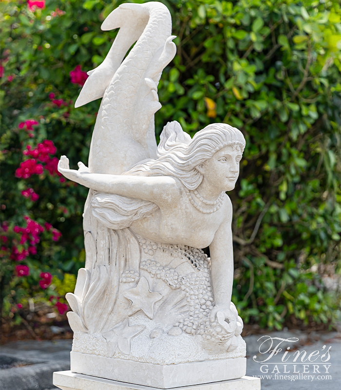 Marble Fountains  - Marble Mermaid Fountain - MF-1558